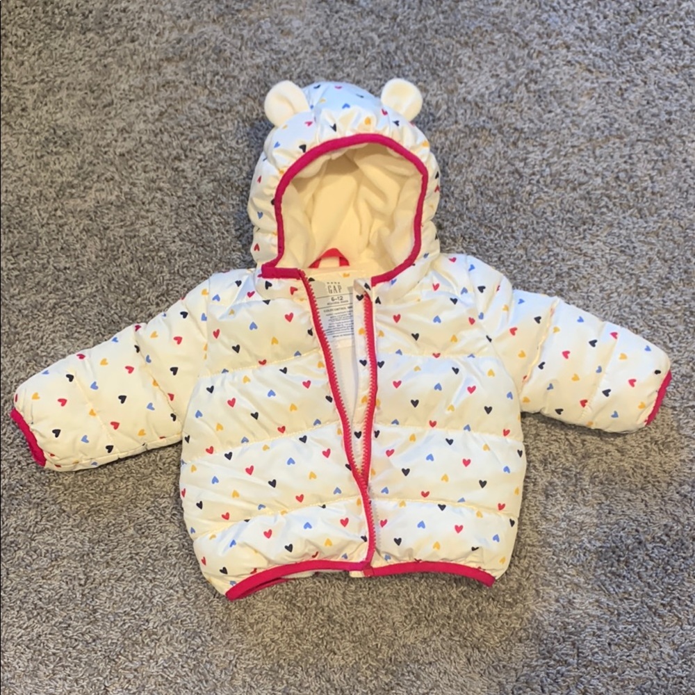 Baby Gap Heart Print Baby Jacket Size 6-12 Month EUC